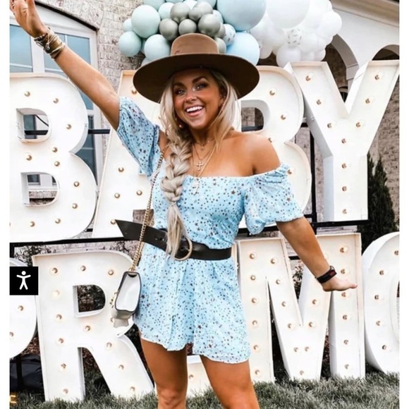 NWT BUDDY LOVE Blue Jennifer Puff Sleeve Star Print Mini Dress XS Starbright - Picture 11 of 14